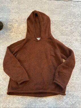 Brown Hooded Knit Sweater